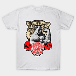 strong man with tiger and skulls T-Shirt